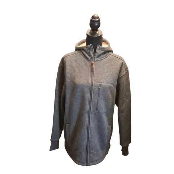 Smith's Workwear Shirt Jacket Men's M Sherpa Lined Thermal Hoided Gull Zip Gray - Picture 1 of 9
